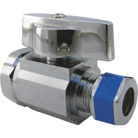 Larsen 06-9273 Straight Valve, Quarter Turn, Chrome, 1/2-In. Female Pipe Thread Inlet x 3/8-In. Compression - Quantity 6
